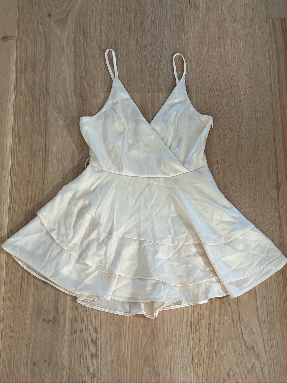 Altar'd State White Cream Mini Tiered Slip Romper